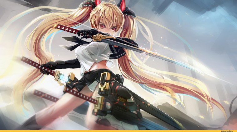 Аниме блондинка с катаной