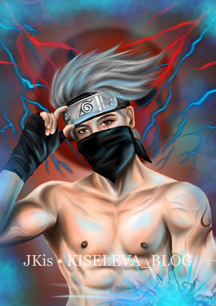 Какаси без маски и без майки