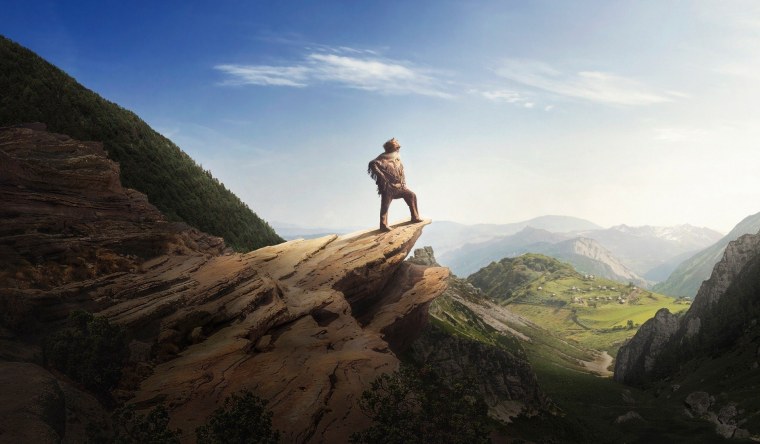 Человек на вершине скалы