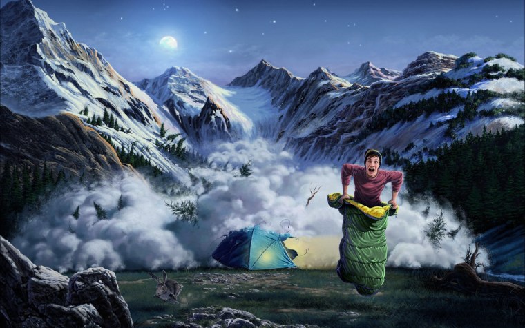 Человек в горах арт