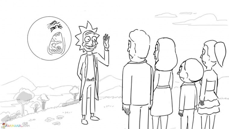 Рик и Морти на черном фоне