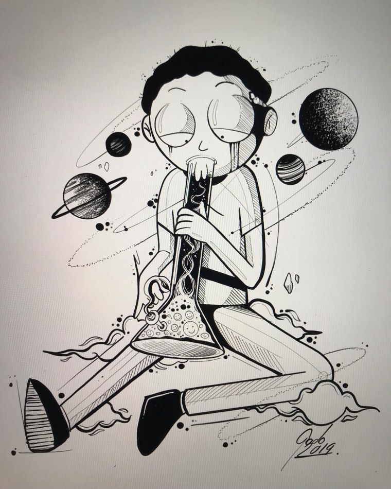 Чб надписи Стикеры Рик и Морти