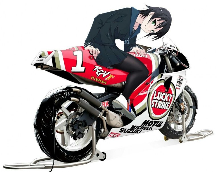 Аниме девушка байкер