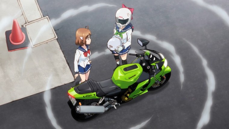 Аниме девочка на мотоцикле