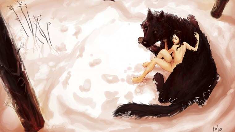 Оборотень с девушкой эскиз