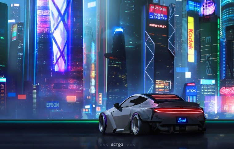 Cyberpunk 2077 город 4k Neon