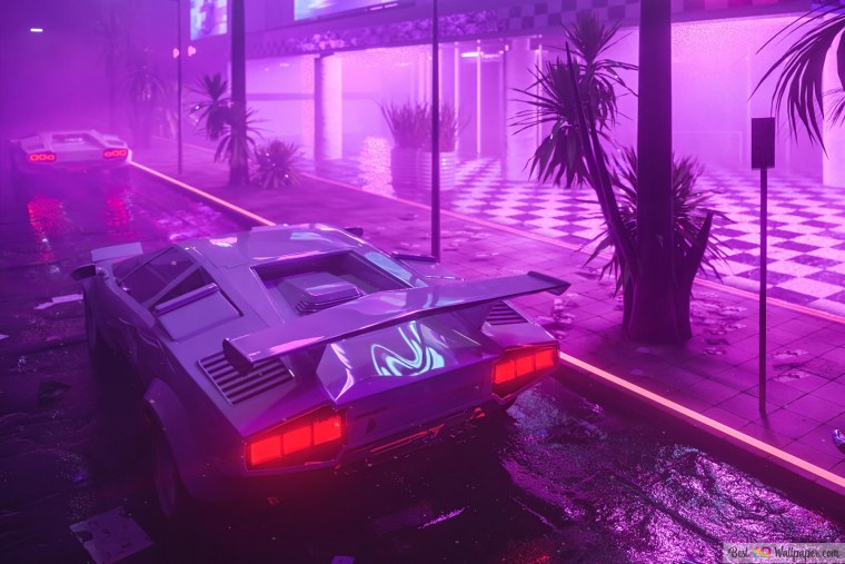 Cyberpunk 2077 машина неон