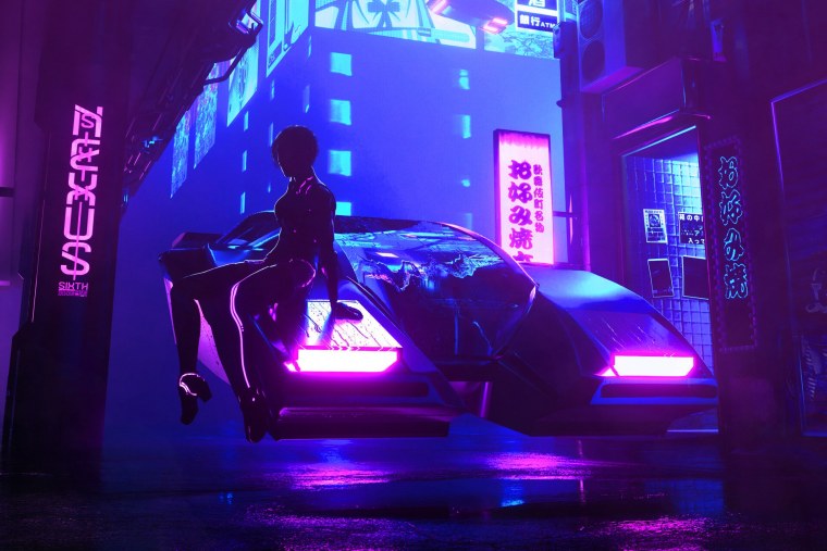 Cyberpunk 2077 машина неон