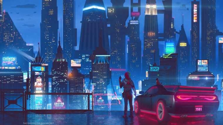 Город Найт Сити Cyberpunk 2077 ночь
