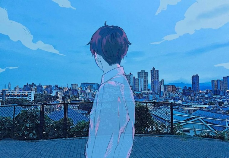 Парень на крыше арт