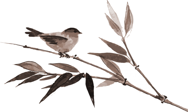 Птицы на бамбуке вектор