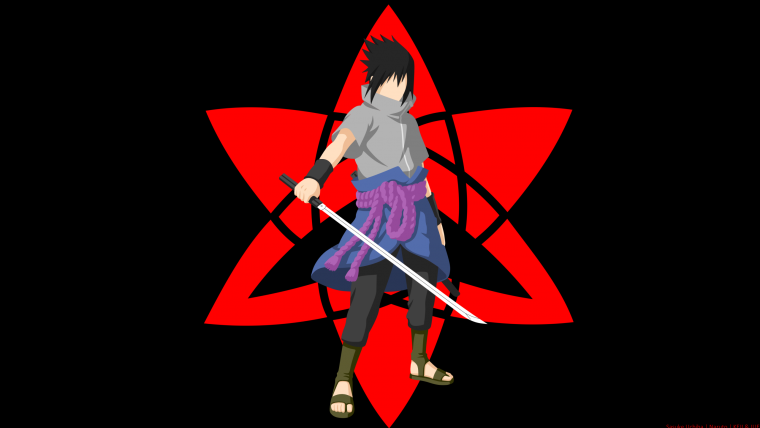 Саске Учиха на черном фоне