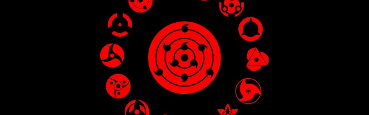 Шаринганы на черном фоне