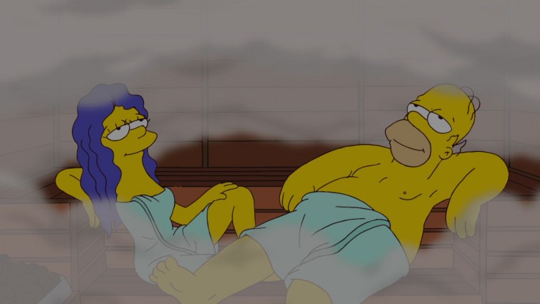 Мардж симпсон в кровати с Гомером
