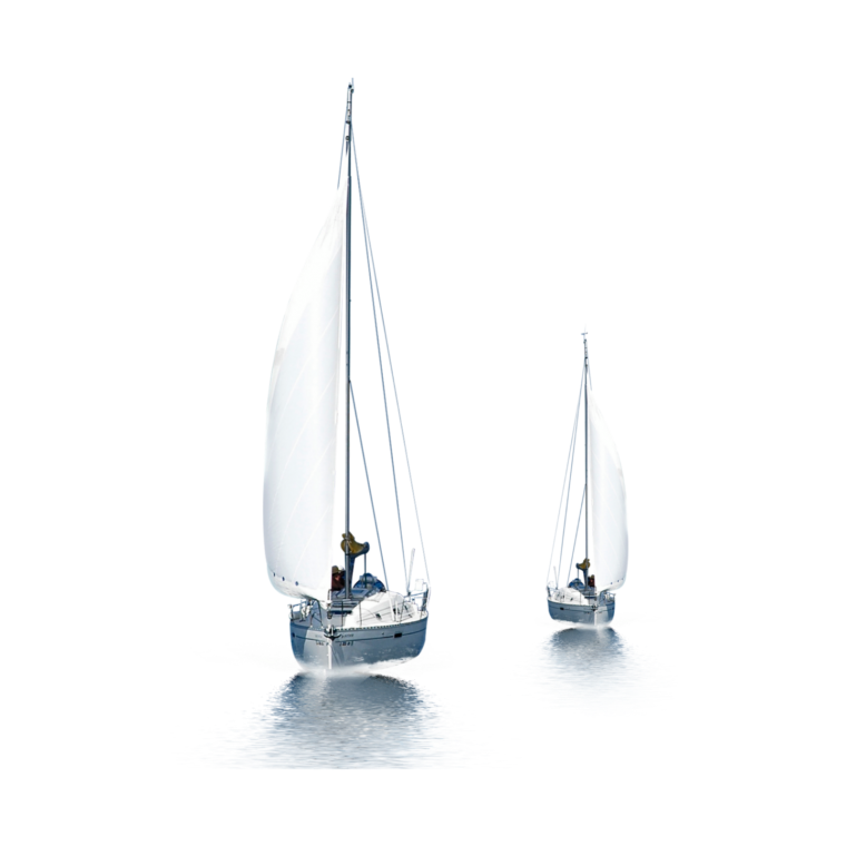 Яхта с парусом на белом фоне