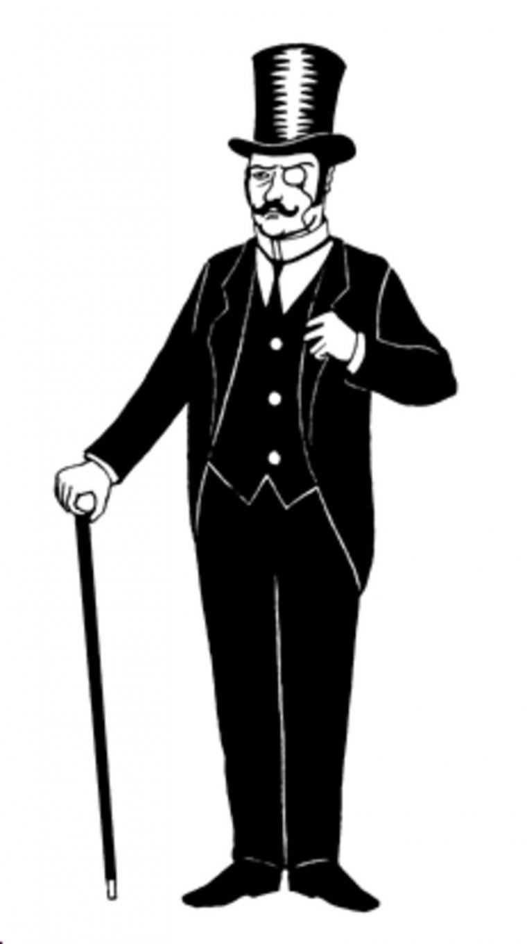 Господин в цилиндре с тростью