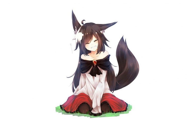 Аниме Кицунэ Фокс черная