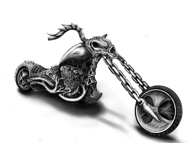 Тату мотоцикл чоппер