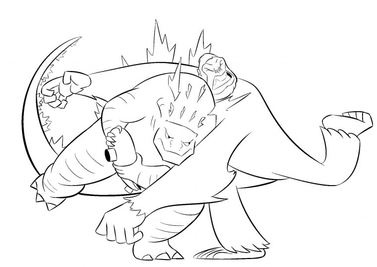 Раскраска Годзилла против Конга