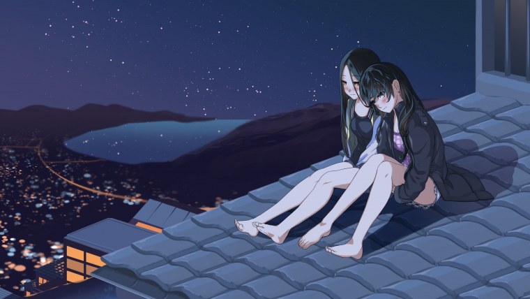 Аниме девушка ночь