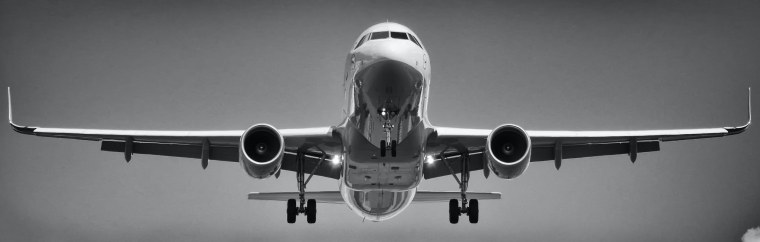 Самолет взлетает черно белое