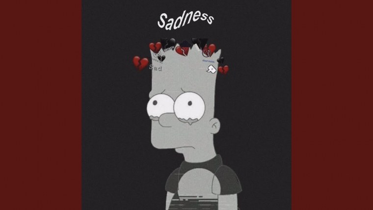 Симпсон барт грустный на черном фоне