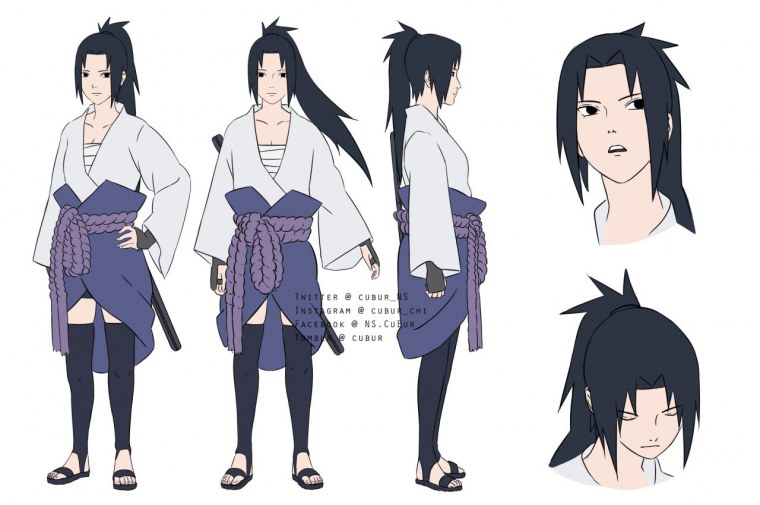 Фем Саске в платье