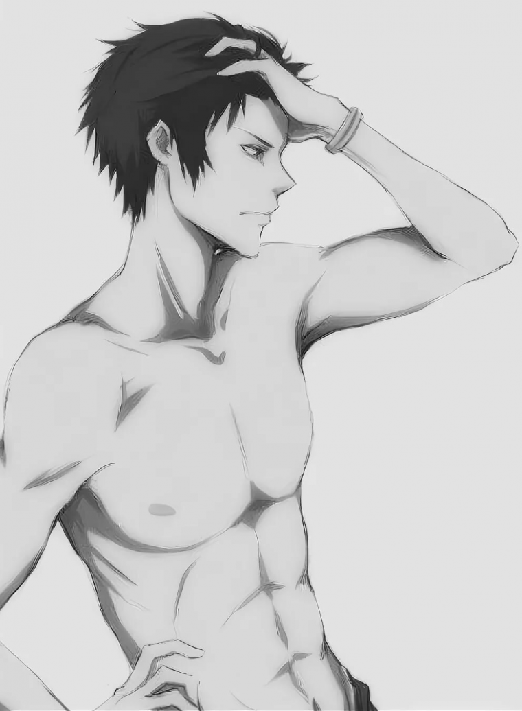 Леви Аккерман арт полураздетый