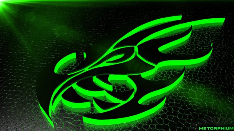 Зелёный неон обои