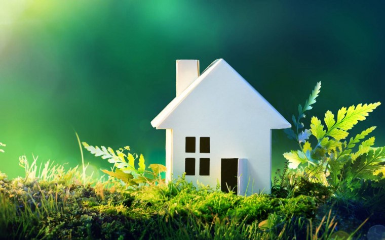 Экологический дом на белом фоне