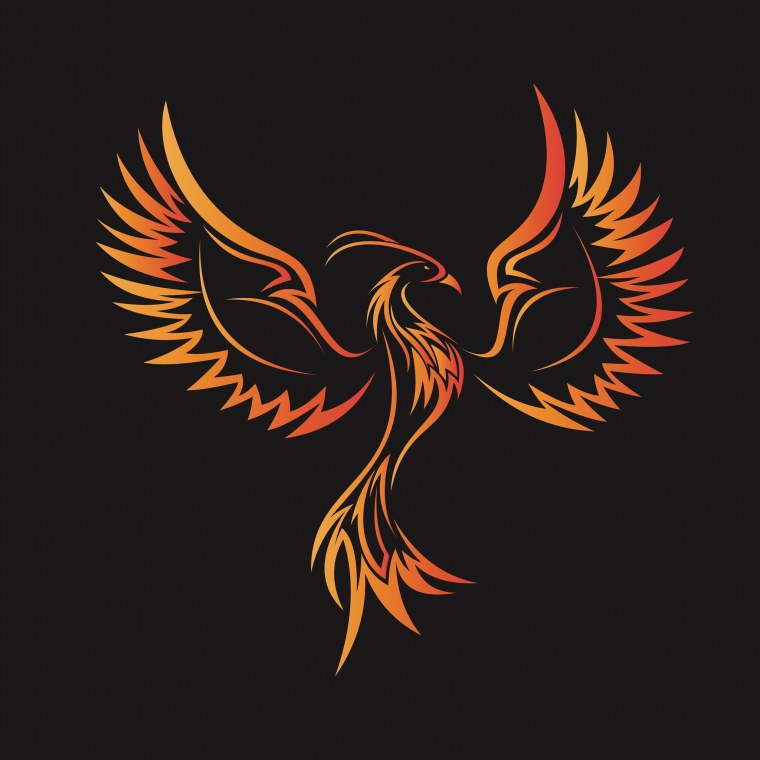 Птица Феникс на белом фоне