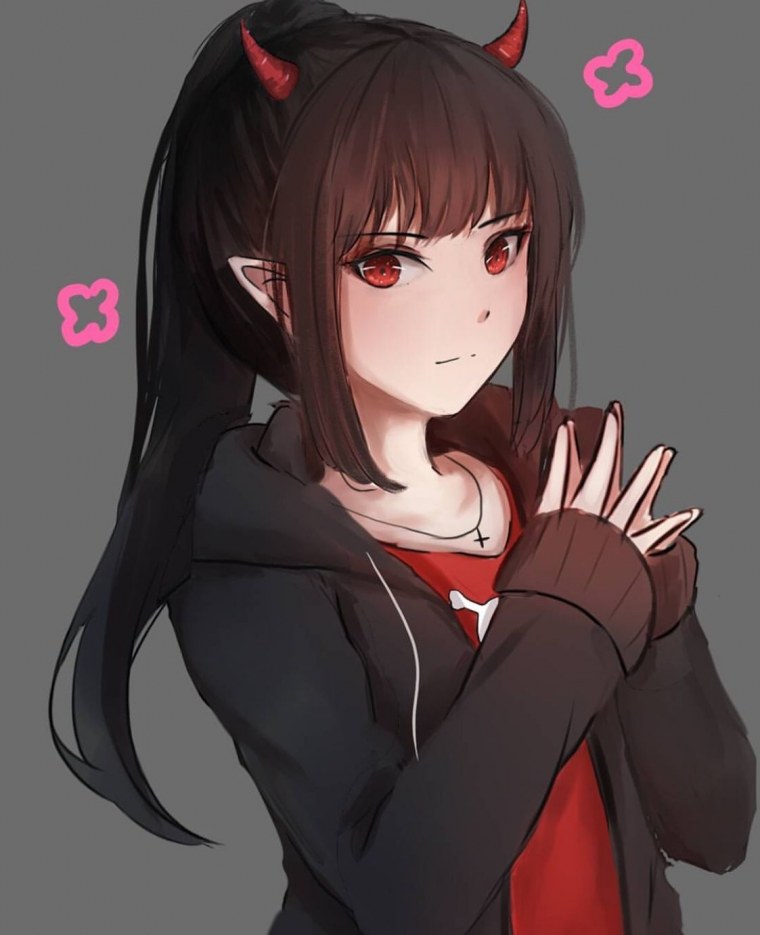 Аниме девочка с рожками