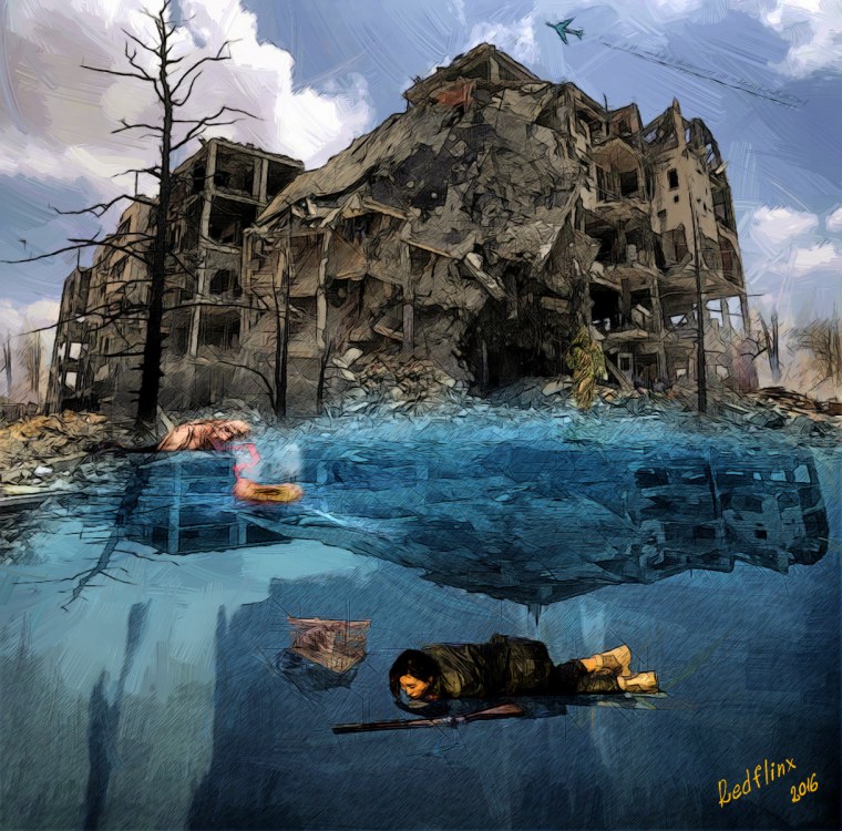 Разрушенный город арт