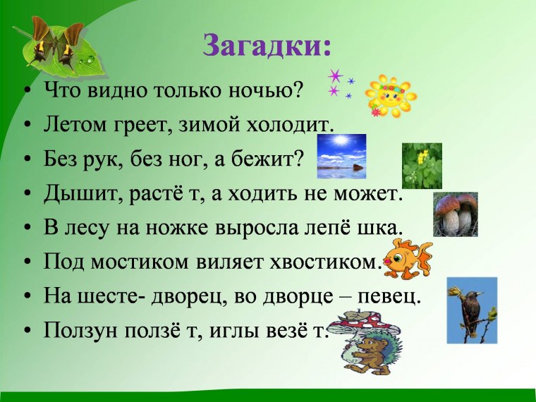 Загадки по окружающему миру 1 класс