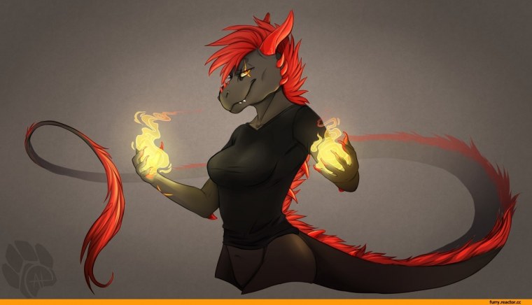 Фурри дракон с волосами