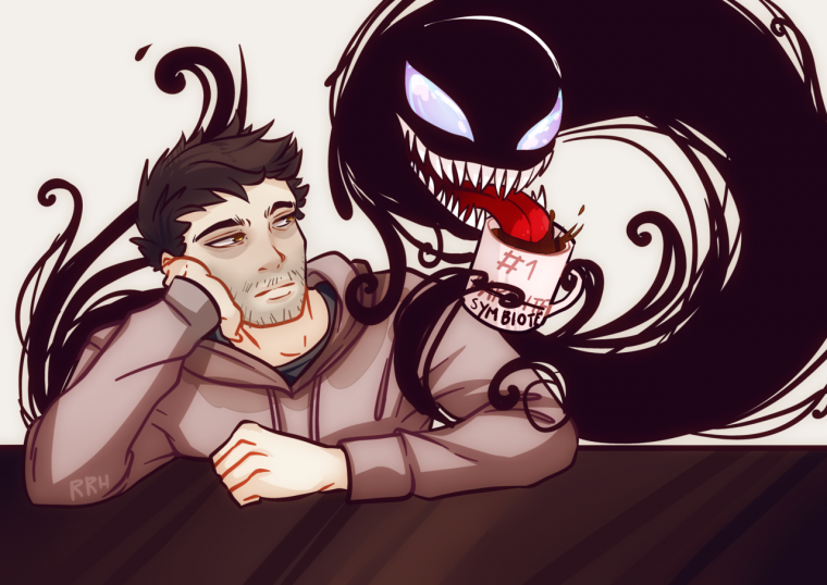 Арт шип Веном и Эдди Брок