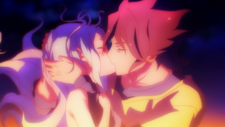 Сора и Широ поцелуй