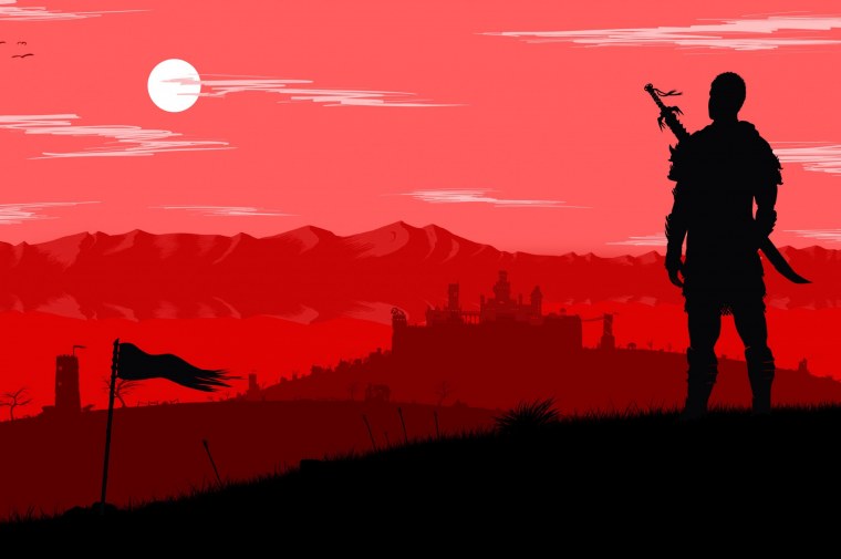 Самурай на Красном фоне