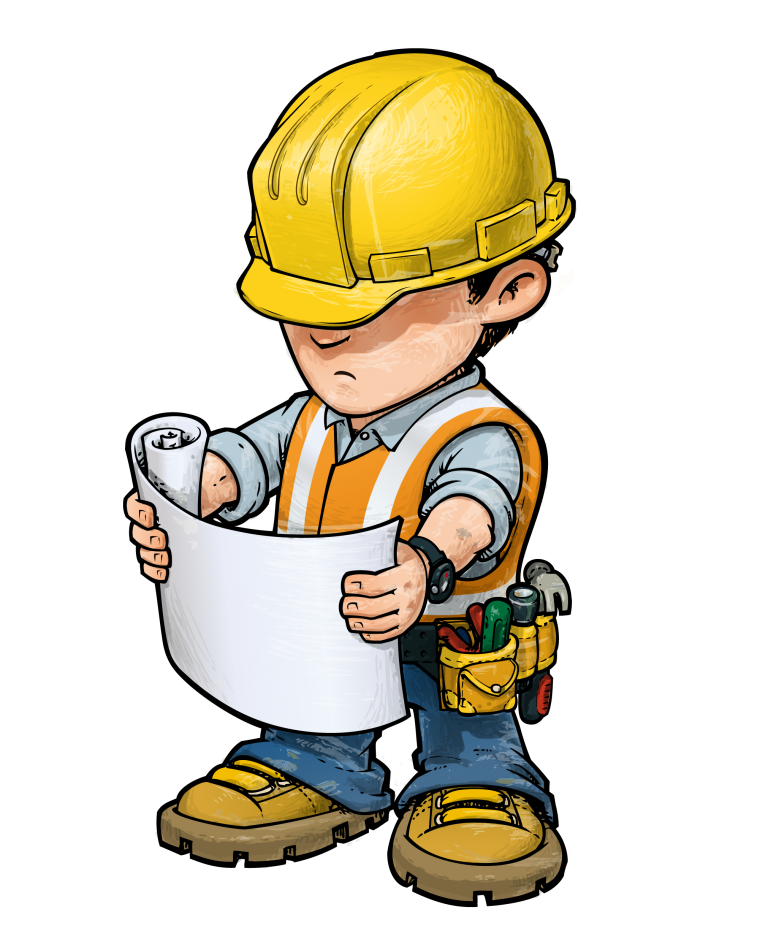 Мультяшный Строитель в каске