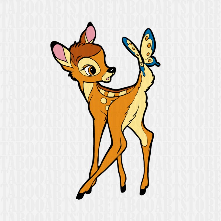 Олененок на белом фоне мультяшный