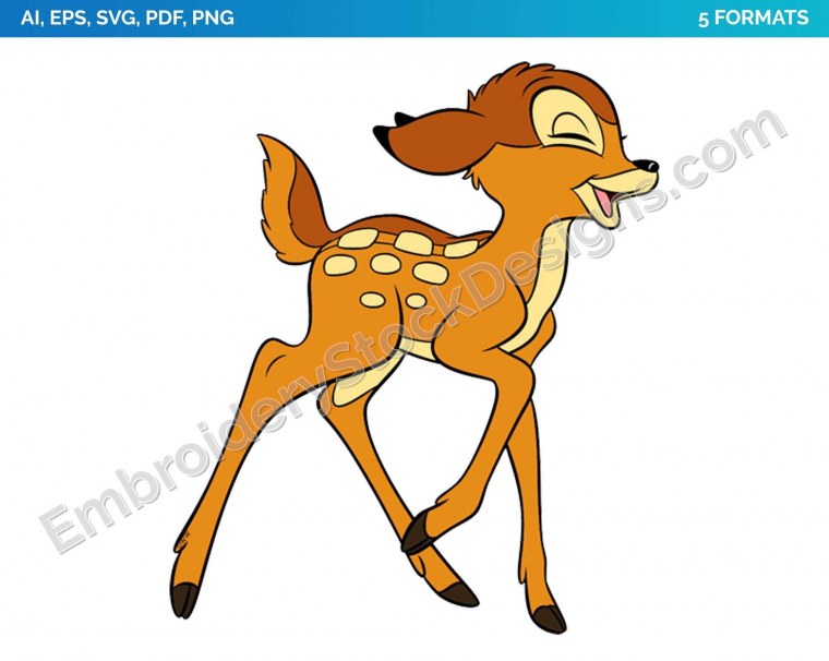 Олененок Бэмби на белом фоне