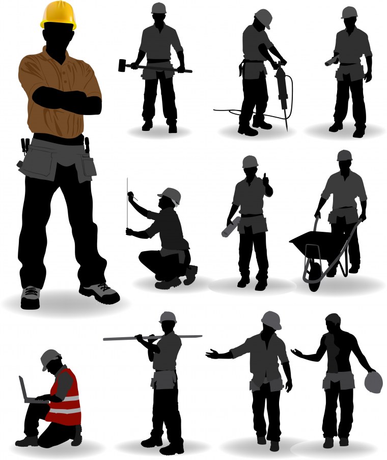 Силуэт строителя в каске