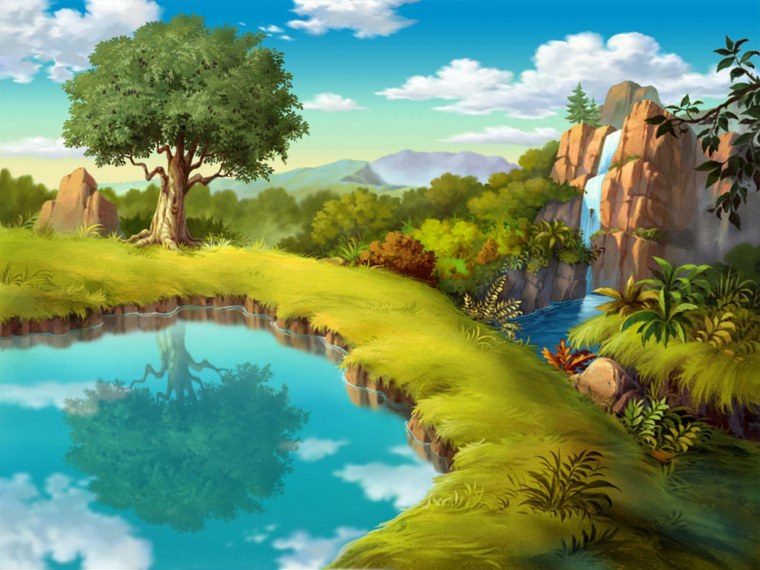 Сказочный лес с речкой