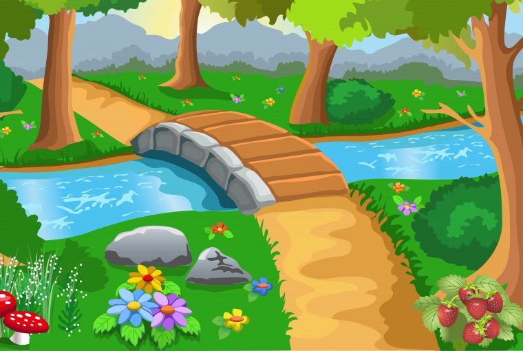 Поляна с тропинкой мультяшная