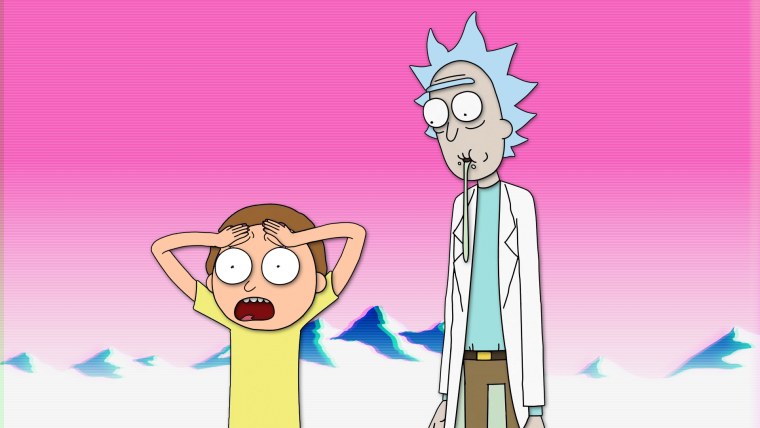 Новогодние обои Рик и Морти