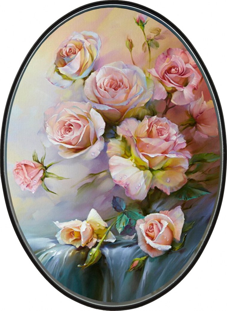 Овальная репродукция в раме