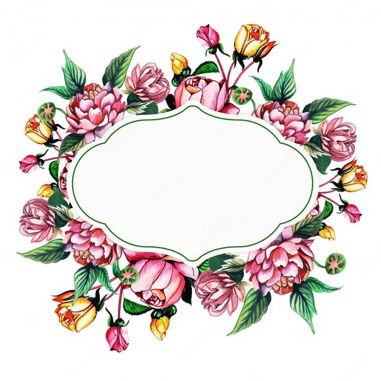 Овальная рамка с цветами