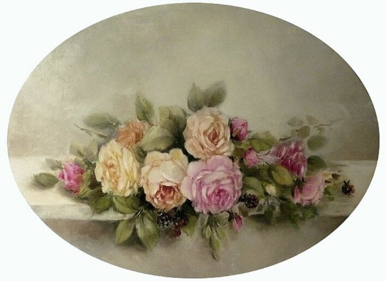 Винтажные розы в овале