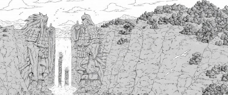 Наруто статуи Хаширамы и Мадары