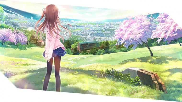 Аниме утро природа девушка